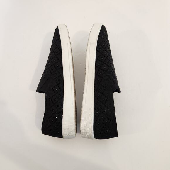 WHITE MOUNTAIN Black Bling Slip On Slip Resistant Knit Fashion Sneakers Women 6M - Picture 6 of 9